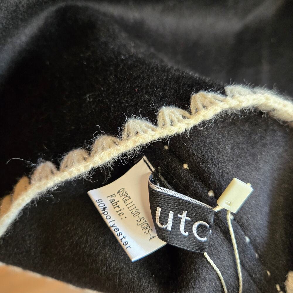 Utcoco Cassidy Coatigan Coat Cardigan Stitched Tonal Black Cream NWT M Preppy - Picture 4 of 5
